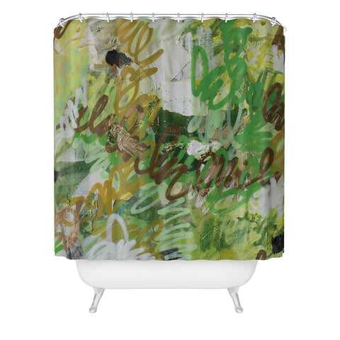 Kent Youngstrom gold squiggle Shower Curtain