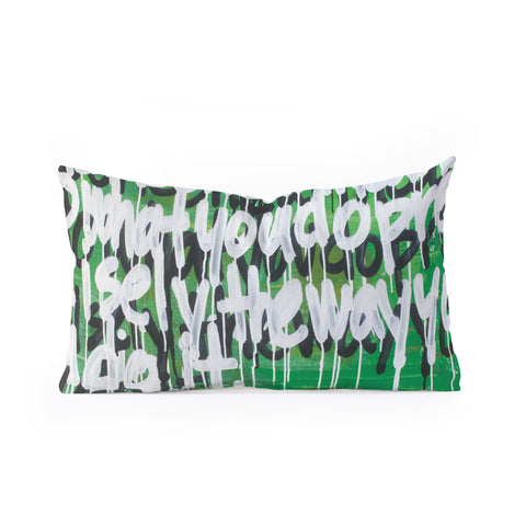 Kent Youngstrom green no one on earth Oblong Throw Pillow