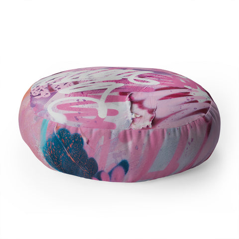 Kent Youngstrom pink brush strokes Floor Pillow Round