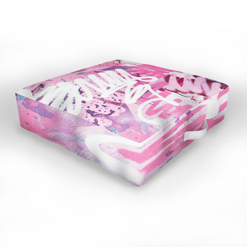 Kent Youngstrom pink brush strokes Outdoor Floor Cushion