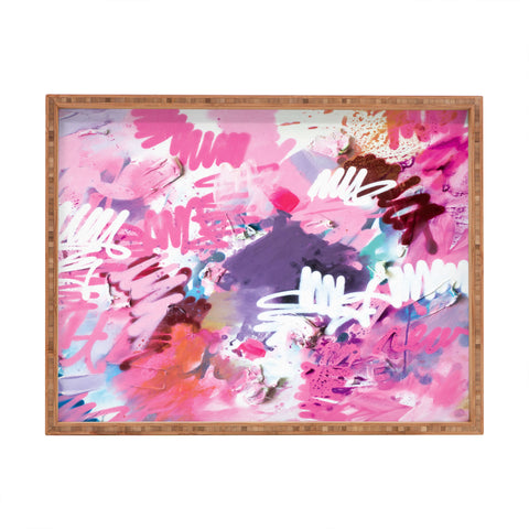 Kent Youngstrom pink brush strokes Rectangular Tray