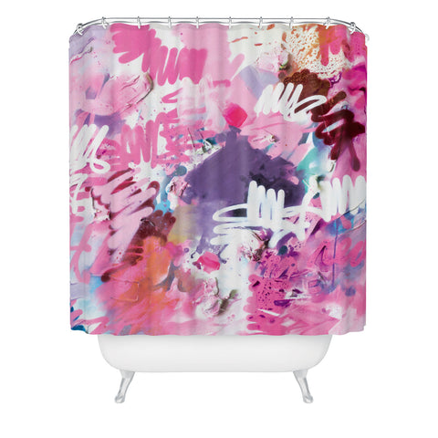 Kent Youngstrom pink brush strokes Shower Curtain