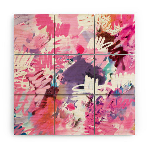 Kent Youngstrom pink brush strokes Wood Wall Mural