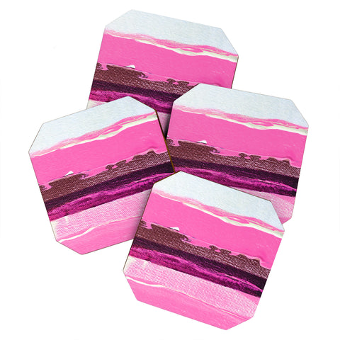 Kent Youngstrom pink stripes Coaster Set