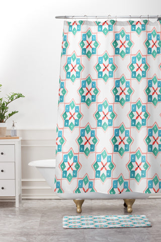 Kerrie Satava Moroccan Steps Shower Curtain And Mat