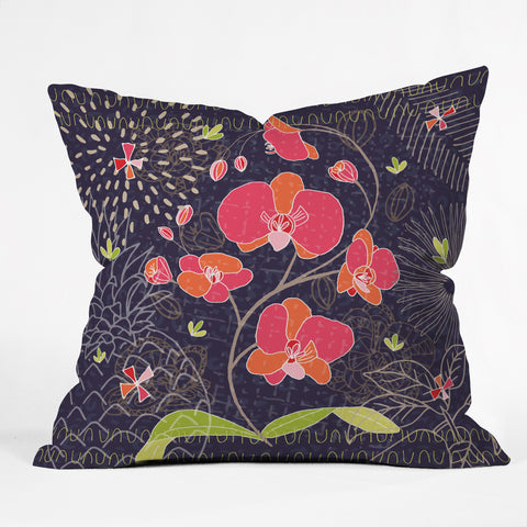 Kerrie Satava Orchid Bloom Outdoor Throw Pillow