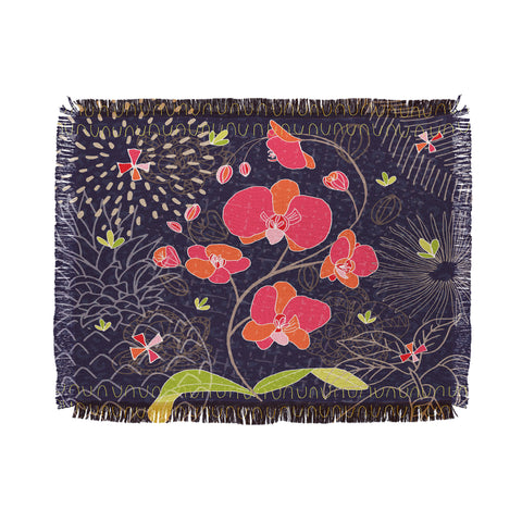 Kerrie Satava Orchid Bloom Throw Blanket