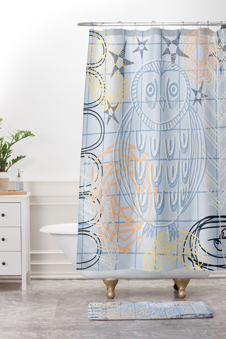 Kerrie Satava Owls Nest Shower Curtain And Mat