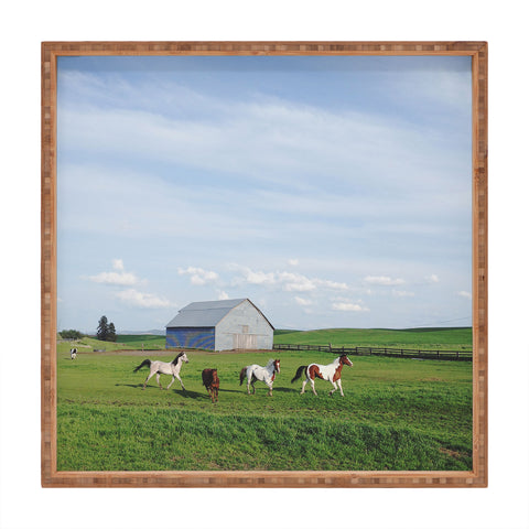 Kevin Russ Farm Horses Square Tray