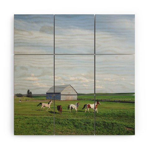 Kevin Russ Farm Horses Wood Wall Mural
