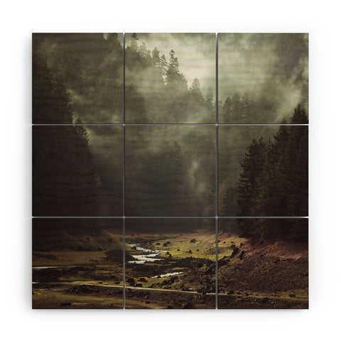 Kevin Russ Foggy Forest Creek Wood Wall Mural