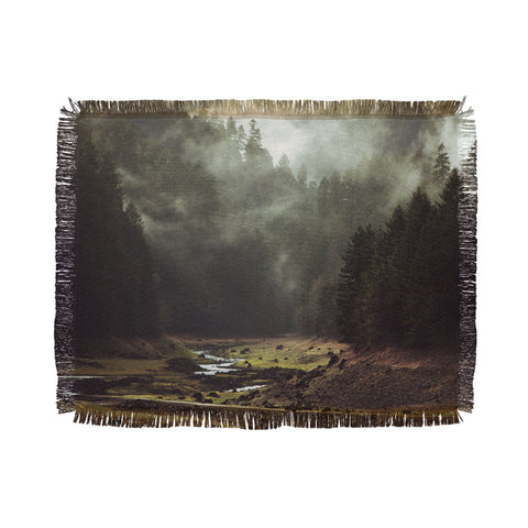 Kevin Russ Foggy Forest Creek Throw Blanket