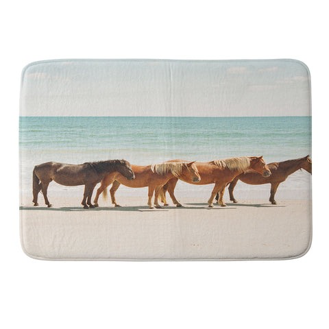 Kevin Russ Summer Beach Horses Memory Foam Bath Mat