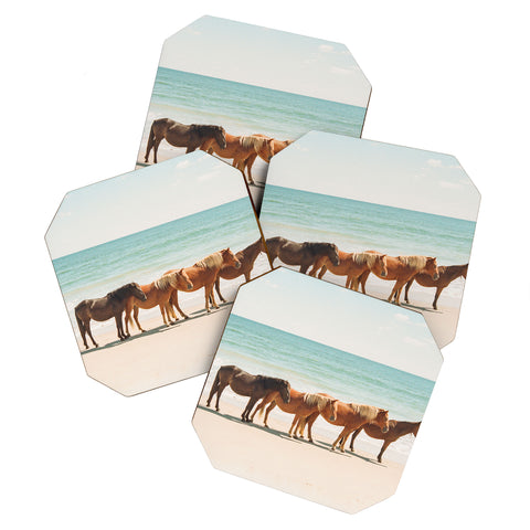 Kevin Russ Summer Beach Horses Coaster Set