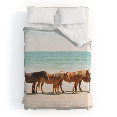 Kevin Russ Summer Beach Horses Duvet Cover