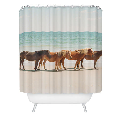 Kevin Russ Summer Beach Horses Shower Curtain