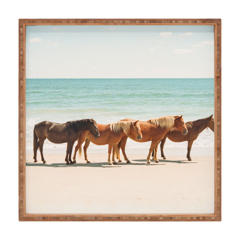 Kevin Russ Summer Beach Horses Square Tray