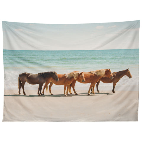 Kevin Russ Summer Beach Horses Tapestry