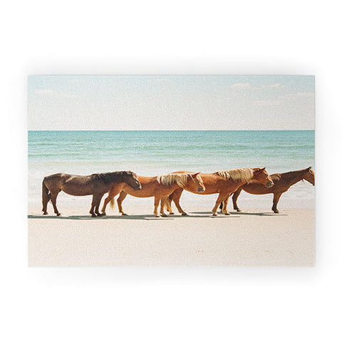 Kevin Russ Summer Beach Horses Welcome Mat