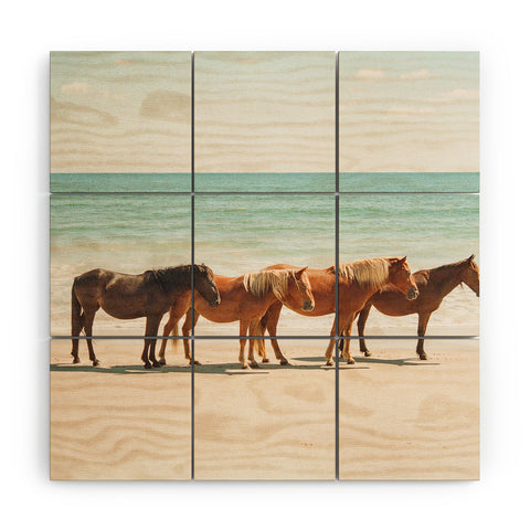Kevin Russ Summer Beach Horses Wood Wall Mural