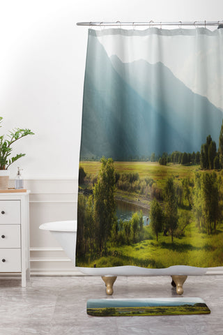 Kevin Russ Wading Deer Shower Curtain And Mat