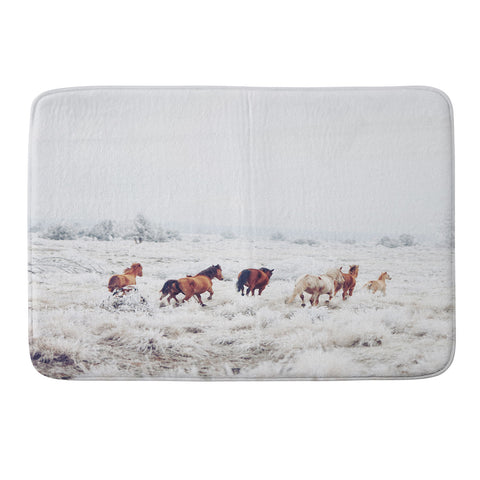Kevin Russ Winter Horses Memory Foam Bath Mat