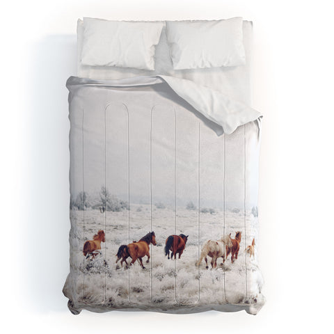 Kevin Russ Winter Horses Comforter
