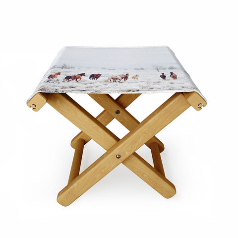 Kevin Russ Winter Horses Folding Stool