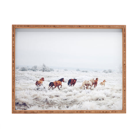 Kevin Russ Winter Horses Rectangular Tray