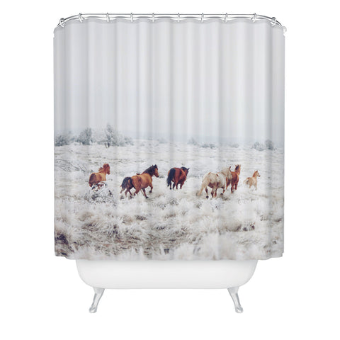Kevin Russ Winter Horses Shower Curtain