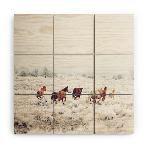 Kevin Russ Winter Horses Wood Wall Mural