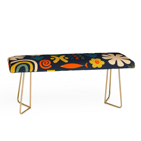 Kierkegaard Design Studio Cute Miscellany Rainbow Floral Bench
