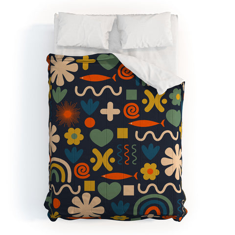 Kierkegaard Design Studio Cute Miscellany Rainbow Floral Comforter