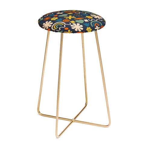 Kierkegaard Design Studio Cute Miscellany Rainbow Floral Counter Stool