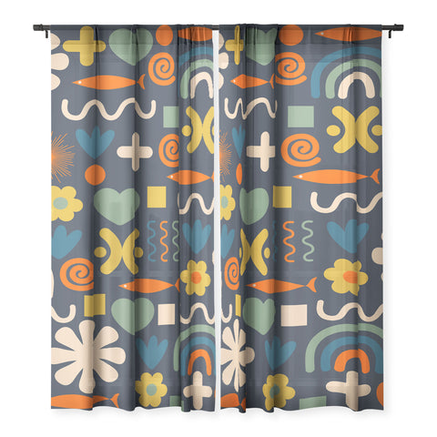 Kierkegaard Design Studio Cute Miscellany Rainbow Floral Sheer Non Repeat