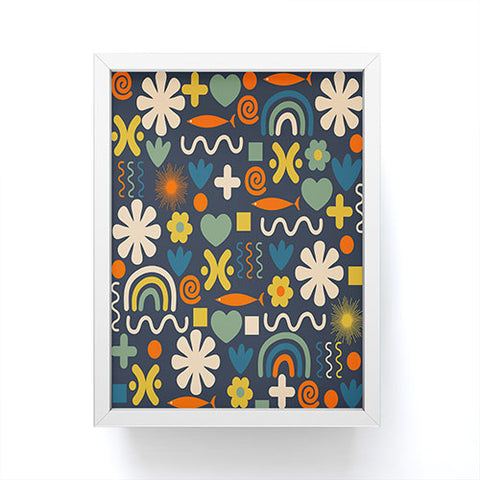 Kierkegaard Design Studio Cute Miscellany Rainbow Floral Framed Mini Art Print