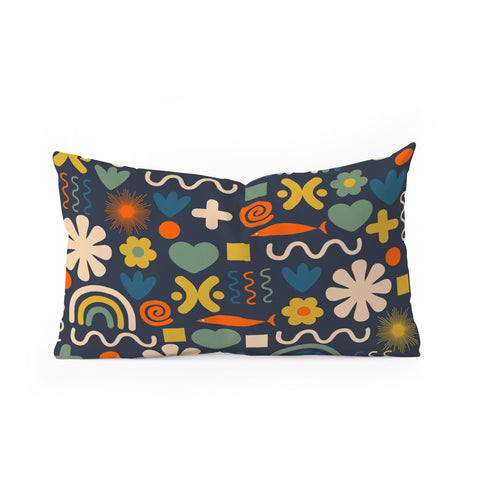 Kierkegaard Design Studio Cute Miscellany Rainbow Floral Oblong Throw Pillow