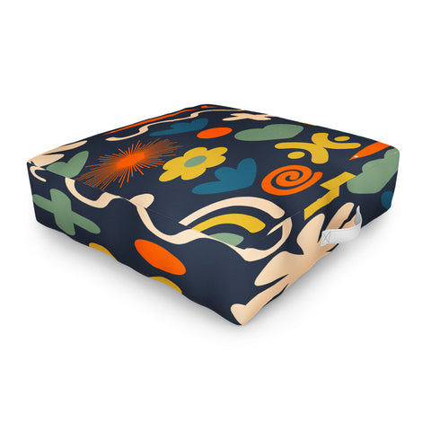 Kierkegaard Design Studio Cute Miscellany Rainbow Floral Outdoor Floor Cushion