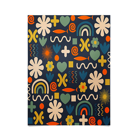 Kierkegaard Design Studio Cute Miscellany Rainbow Floral Poster