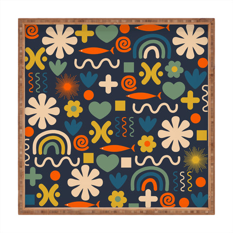 Kierkegaard Design Studio Cute Miscellany Rainbow Floral Square Tray