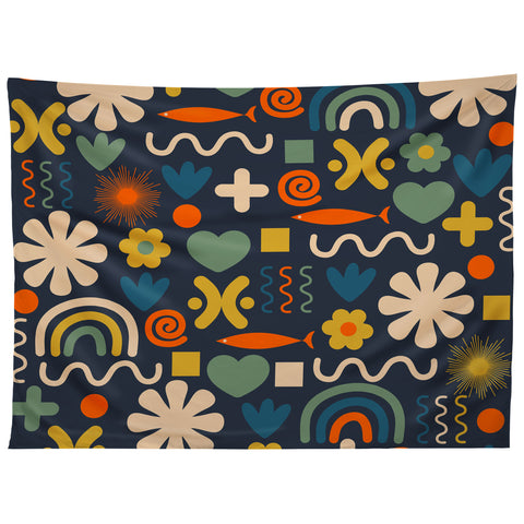 Kierkegaard Design Studio Cute Miscellany Rainbow Floral Tapestry