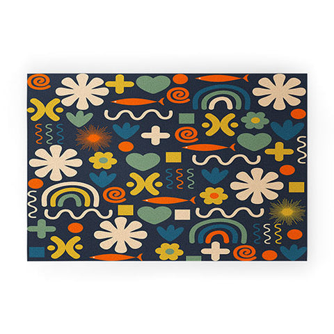 Kierkegaard Design Studio Cute Miscellany Rainbow Floral Welcome Mat