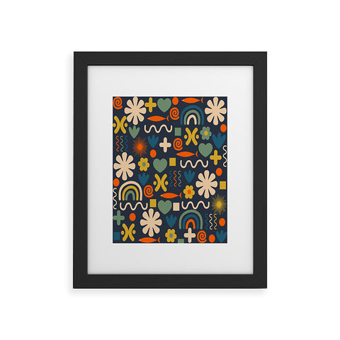 Kierkegaard Design Studio Cute Miscellany Rainbow Floral Framed Art Print