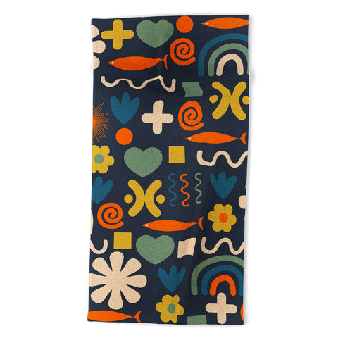 Kierkegaard Design Studio Cute Miscellany Rainbow Floral Beach Towel