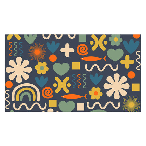 Kierkegaard Design Studio Cute Miscellany Rainbow Floral Tablecloth