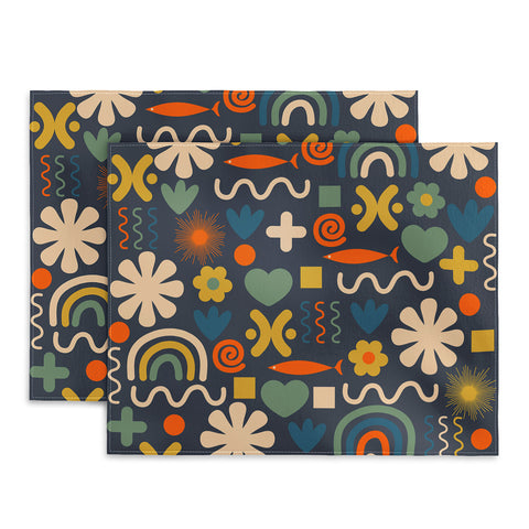 Kierkegaard Design Studio Cute Miscellany Rainbow Floral Placemat
