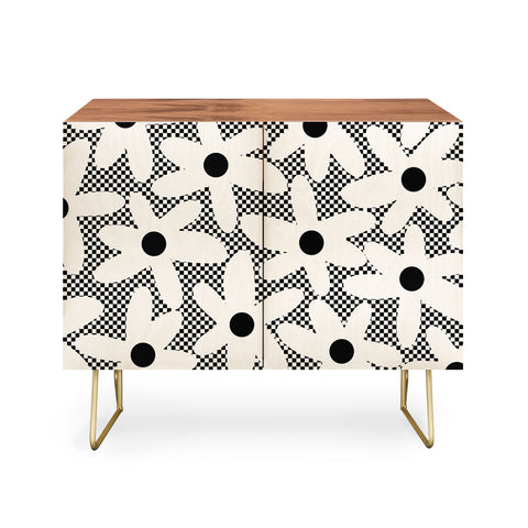 Kierkegaard Design Studio Daisy Time Retro Floral Checks Credenza