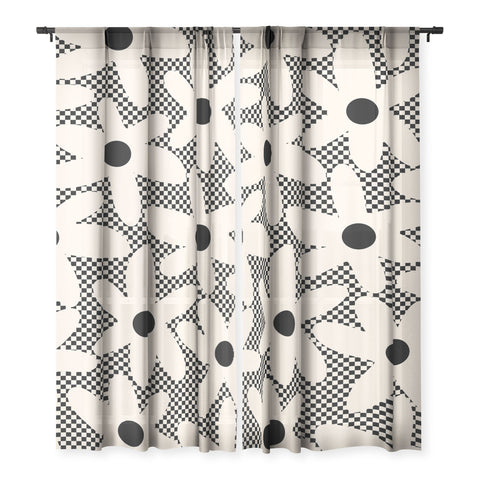 Kierkegaard Design Studio Daisy Time Retro Floral Checks Sheer Non Repeat