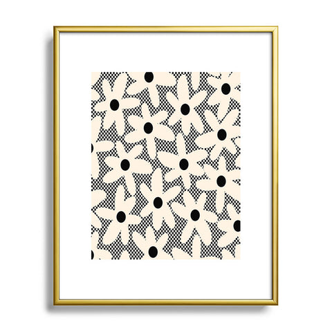 Kierkegaard Design Studio Daisy Time Retro Floral Checks Metal Framed Art Print