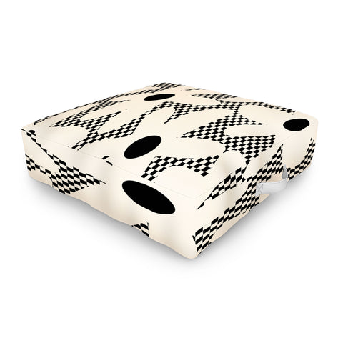 Kierkegaard Design Studio Daisy Time Retro Floral Checks Outdoor Floor Cushion